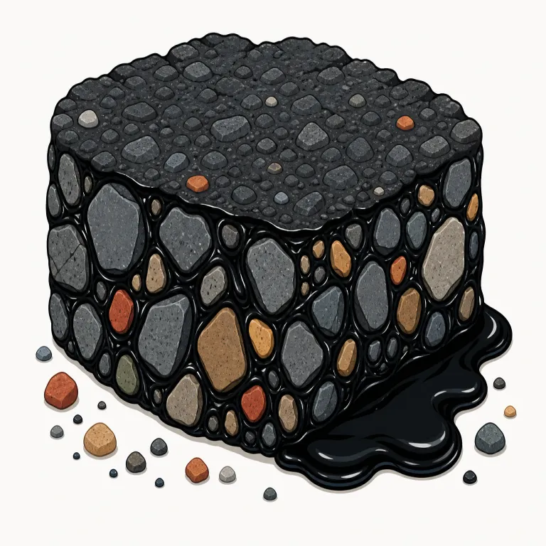 bituminous（瀝青質の・形容詞）の覚え方イラスト — このエントリの bituminous は、日常的な「アスファルトを含む」という説明訳ではなく、地質・材料名で使う硬い訳「瀝青質の」として覚えます