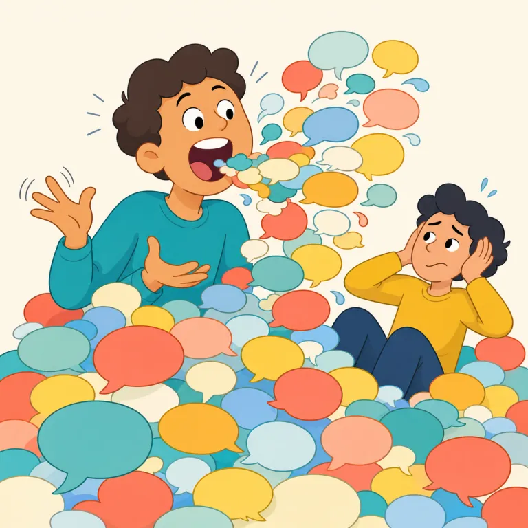 blabbering（ぺらぺらしゃべる・動詞）の覚え方イラスト — まず核は blab