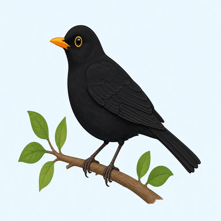 blackbird（クロウタドリ・名詞）の覚え方イラスト — まず black + bird で、そのまま「黒い鳥」と分解して覚える