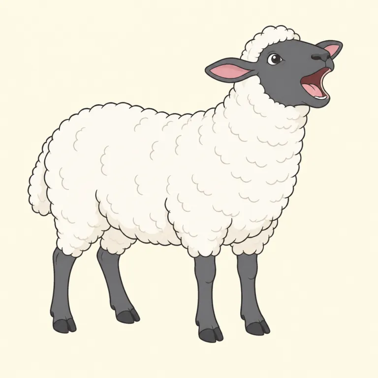 bleating（メーメーと鳴くこと、鳴き声・noun）の覚え方イラスト