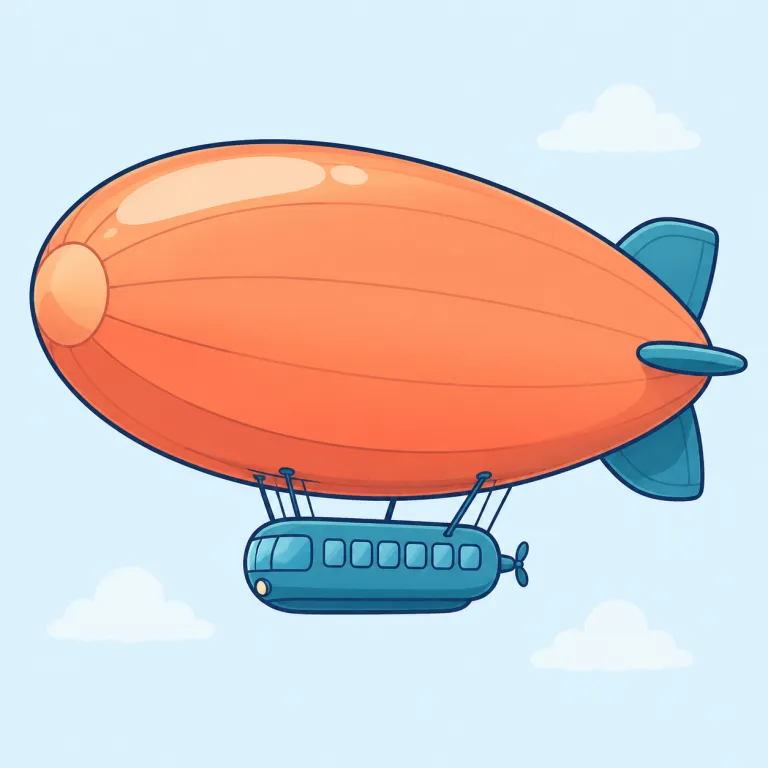 blimp（軟式飛行船・名詞）の覚え方イラスト — まず airship（飛行船）の一種として押さえ、blimp は「骨組みなしで、ガス圧でふくらんだまま形を保つ飛行船」とセットで覚える