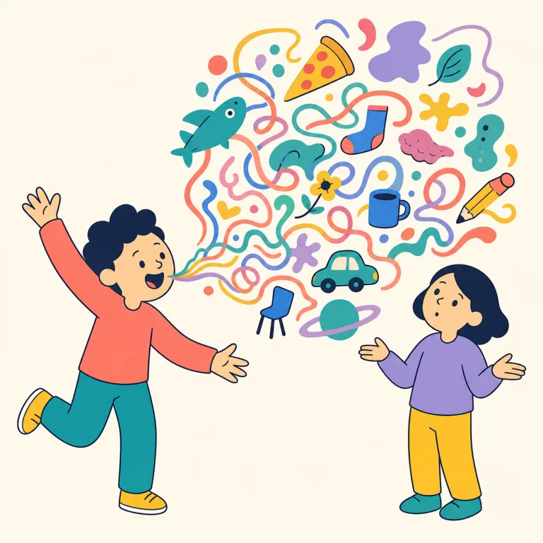blithering（ばかげた、支離滅裂な・形容詞）の覚え方イラスト — blather（くだらないことをべらべら話す）を知っているとつかみやすい語