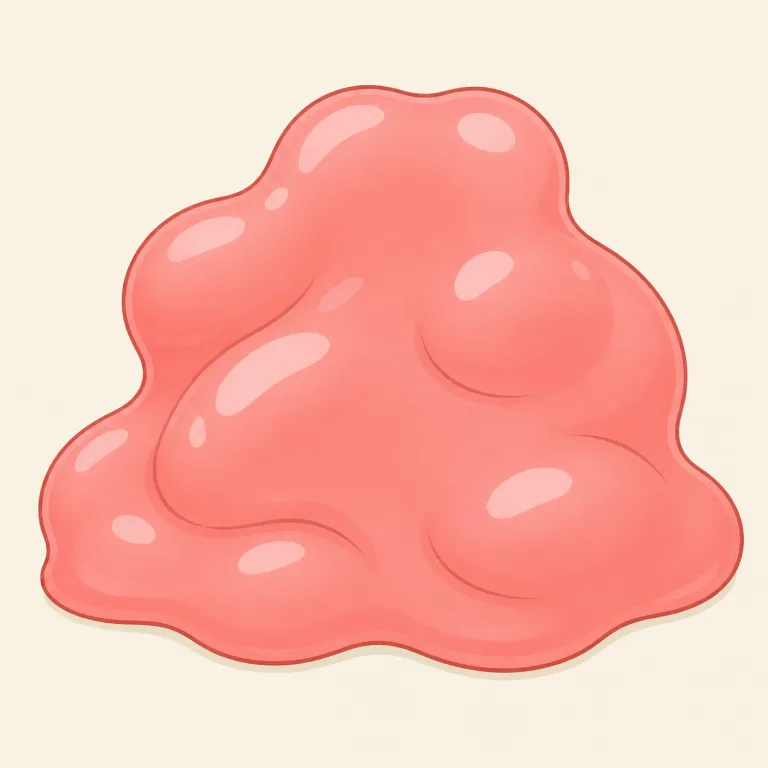 blobby（ぶよぶよ・形容詞）の覚え方イラスト — まず名詞 blob「どろっとした塊」を知ると覚えやすいです