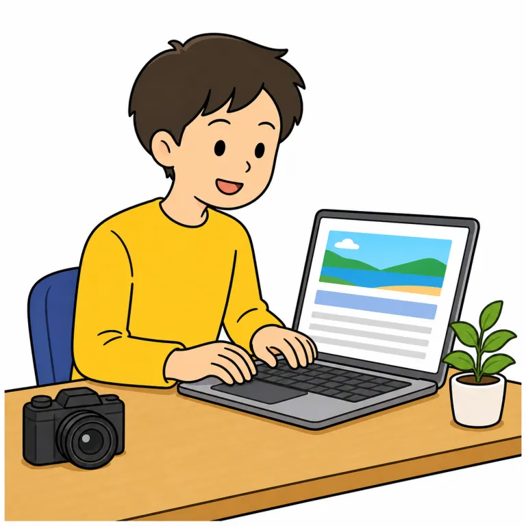 blog（ブログを書く・verb）の覚え方イラスト