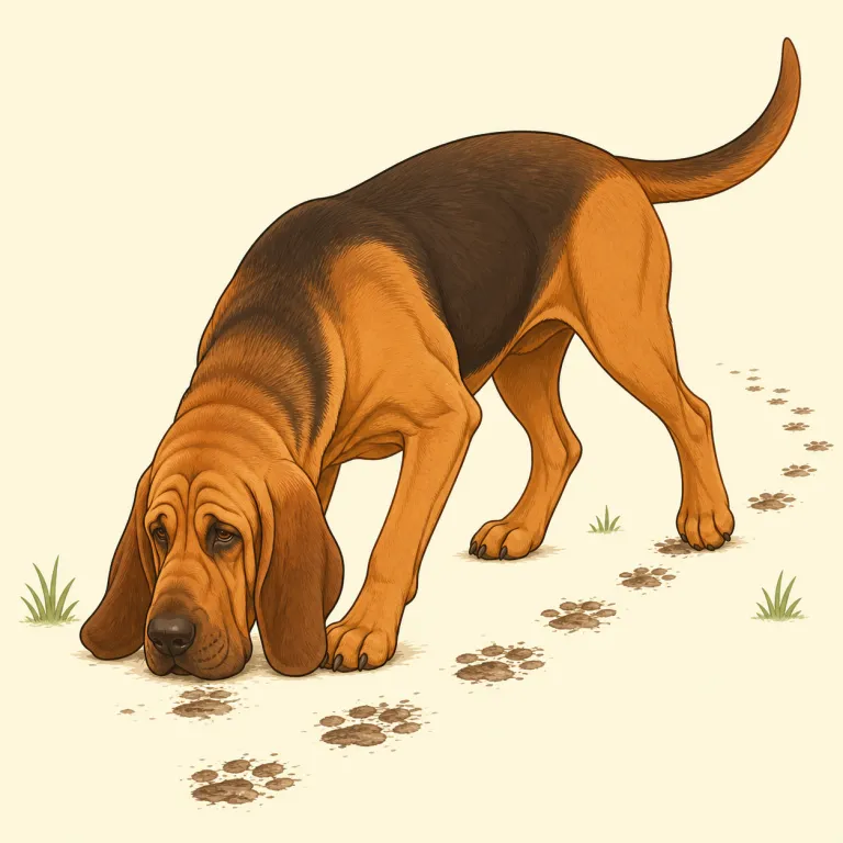 bloodhound（追跡犬・名詞）の覚え方イラスト — bloodhound は blood と hound に分けて覚えると定着しやすいです