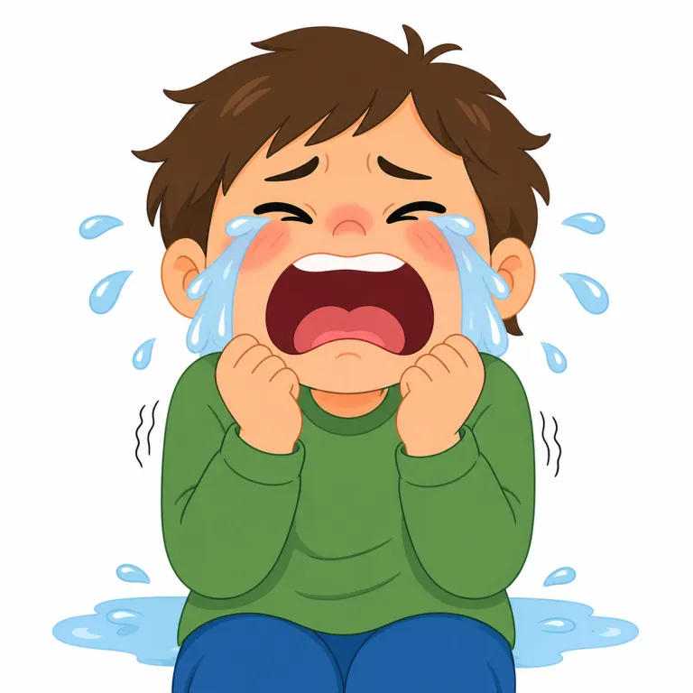 blubbering（泣きじゃくる、わめく・動詞）の覚え方イラスト — まずは基準語の cry, sob と比べると覚えやすいです