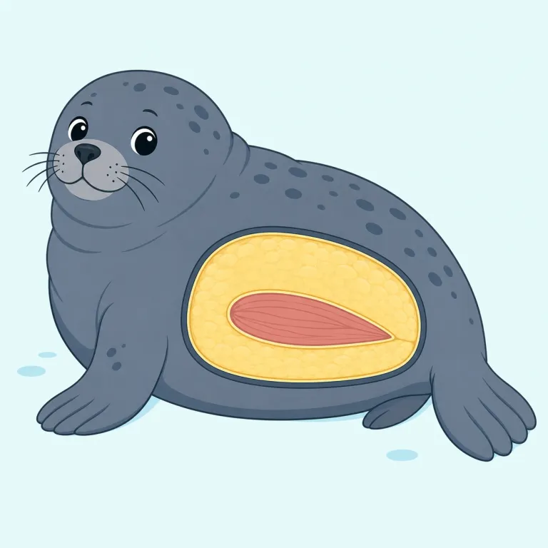 blubbery（脂肪質の・形容詞）の覚え方イラスト — blubber は「鯨やアザラシの厚い脂肪層」で、-y は「その性質を持つ」を表します