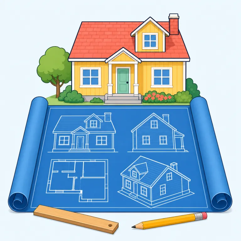 blueprint（青写真・名詞）の覚え方イラスト — まず建築の文脈で固定すると覚えやすい語です