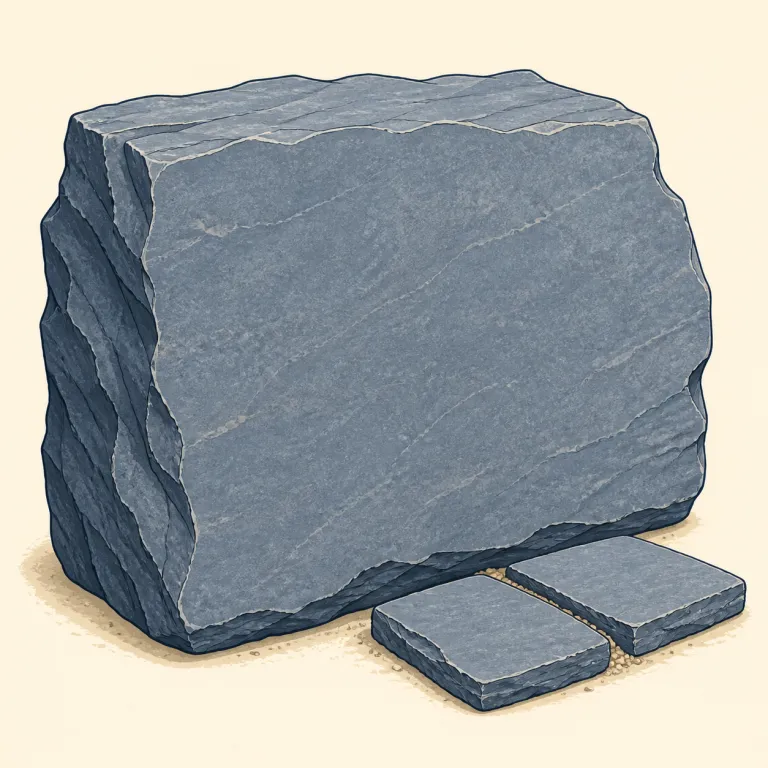 bluestone（青石・名詞）の覚え方イラスト — blue + stone の直球複合語で、まず見た目をそのまま映像化すると残りやすい
