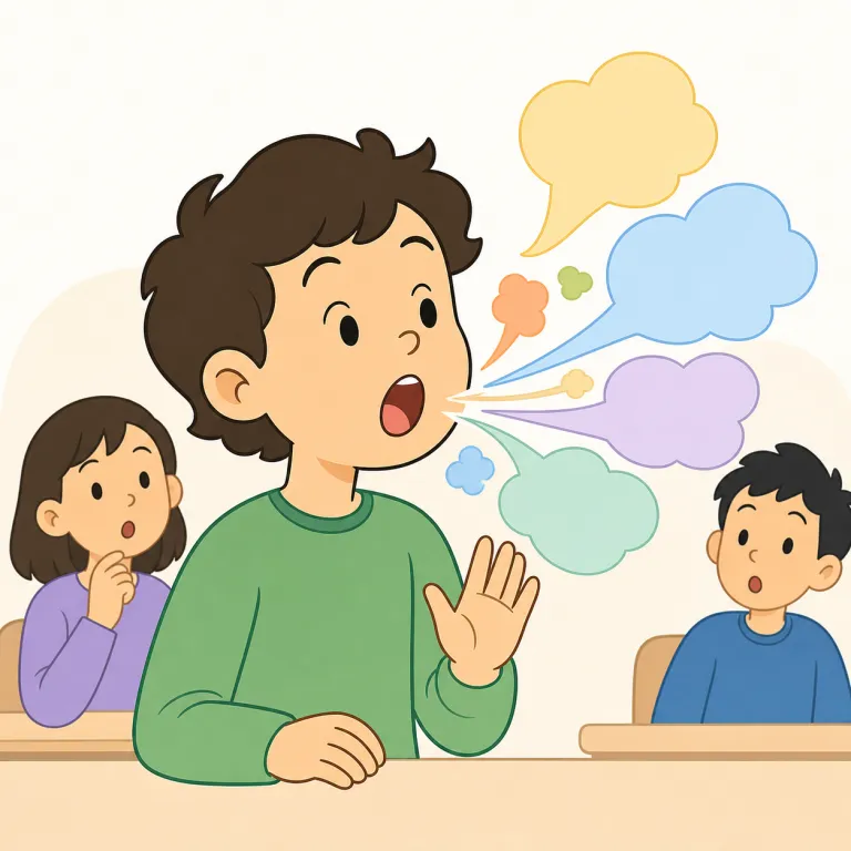 blurting（口走ること・名詞）の覚え方イラスト — blurt out をひとまとまりで覚えるのが近道です