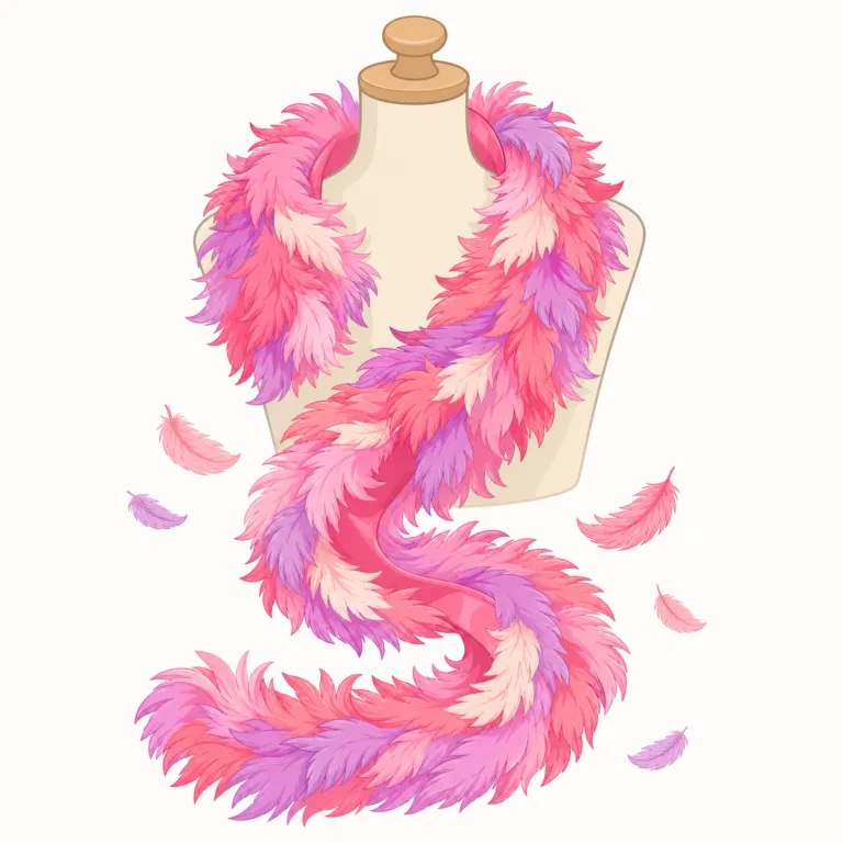 boa（羽毛や毛皮の長い飾りスカーフ、ボア・noun）の覚え方イラスト