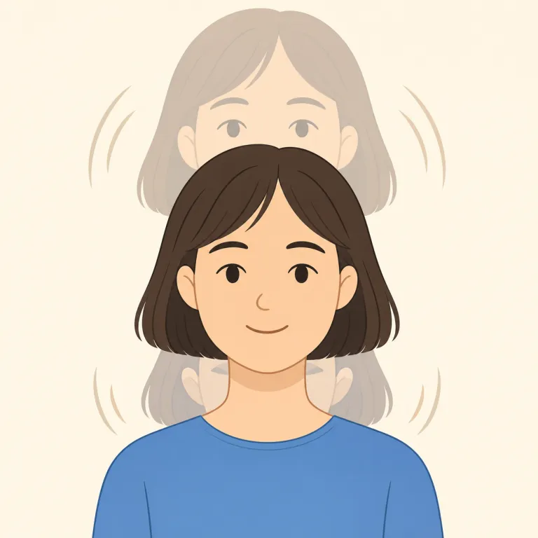 bobbed（（髪を）短く切りそろえた、上下に揺れた、うなずいた・動詞）の覚え方イラスト — bob の核は「小さく上下する・短く切る」というコンパクトな動き