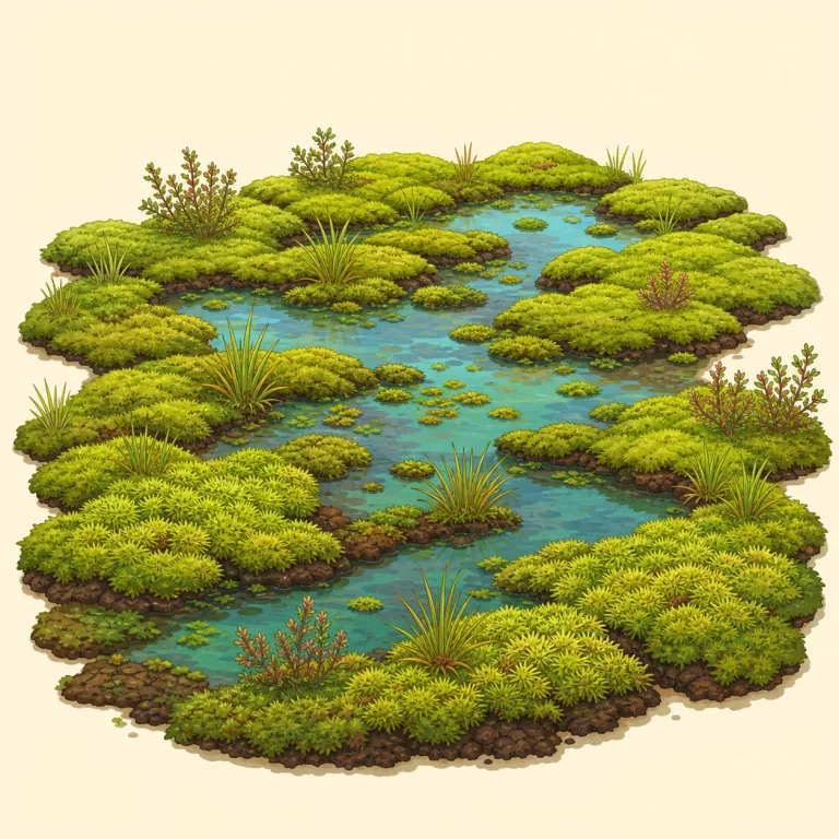 bog（沼地・名詞）の覚え方イラスト — bog は足が沈み込むような湿った「沼地」