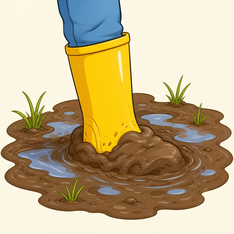 boggy（ぬかるんだ・形容詞）の覚え方イラスト — bog を知っていれば boggy は「沼っぽい」と素直に取れる