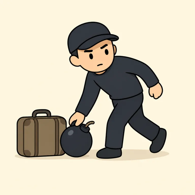 bomber（爆弾犯・noun）の覚え方イラスト