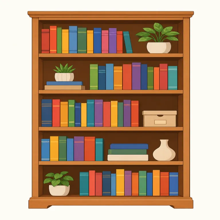 bookcase（本棚・名詞）の覚え方イラスト — book と case を見たら、まず「本をしまう入れ物」と取る