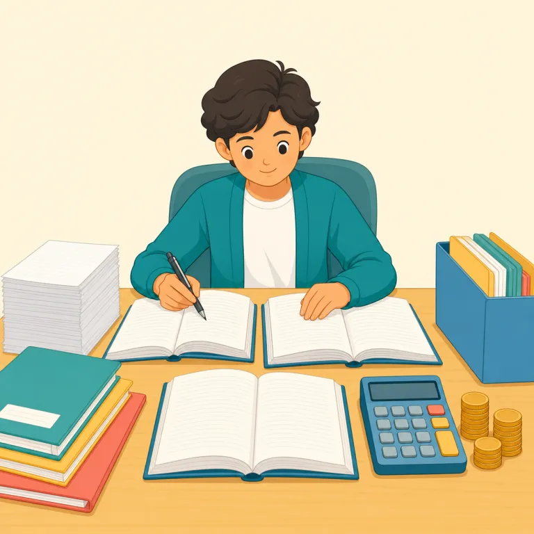 bookkeeper（簿記係・名詞）の覚え方イラスト — book はふつう「本」だが、会計では「帳簿」の意味でもよく使うと押さえるのが第一歩