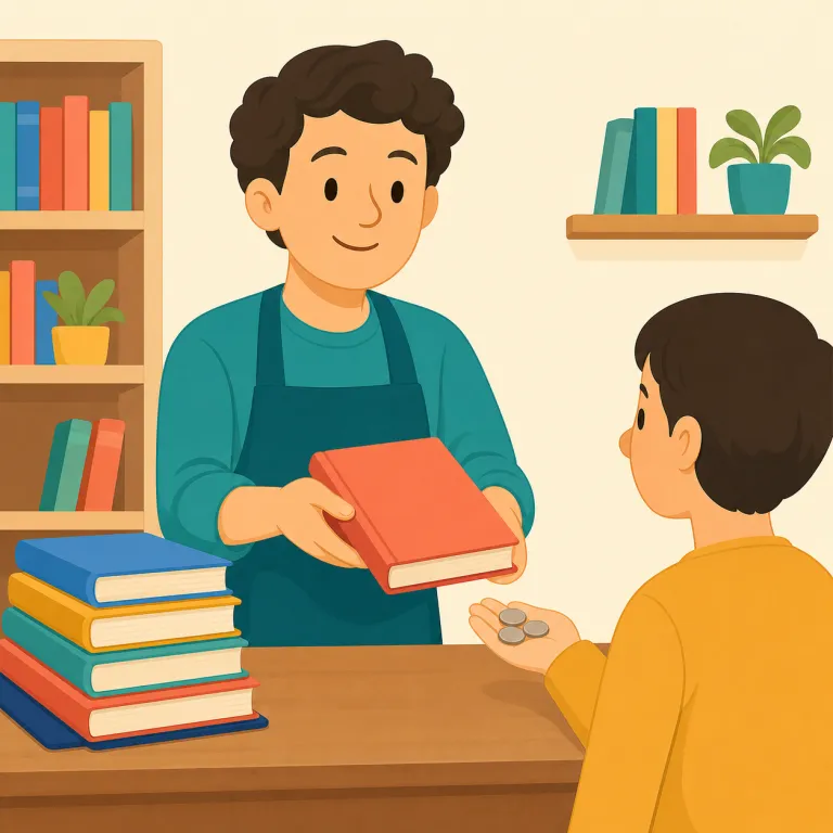 bookseller（本屋・名詞）の覚え方イラスト — book と seller に分けると覚えやすい語です