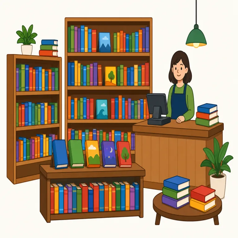 bookstore（本屋・名詞）の覚え方イラスト — `book` と `store` の直結で覚えるのが最短です