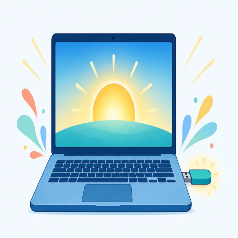 bootable（ブート可能・形容詞）の覚え方イラスト — boot はまず「起動する」、-able は「できる」