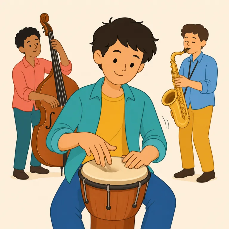 bop（軽く叩く / バップ音楽・名詞）の覚え方イラスト — 動詞 bop は頭などを「ぽんと軽く叩く」動作で、bop someone on the head が典型的