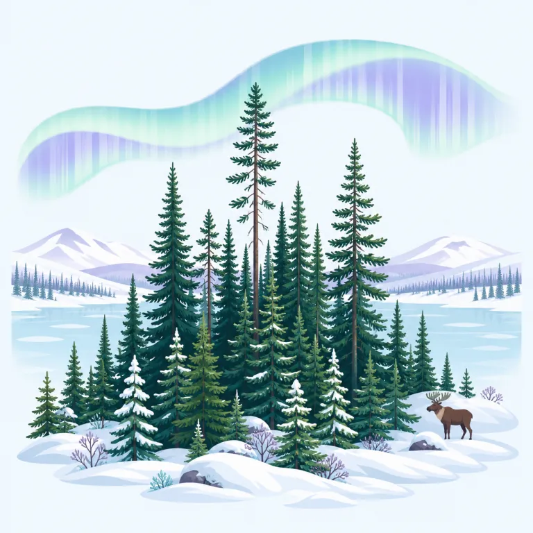 boreal（北方地域の・形容詞）の覚え方イラスト