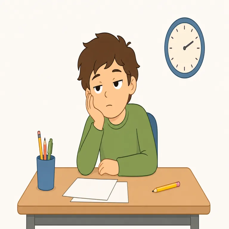 boredom（退屈・名詞）の覚え方イラスト — boredom はまず bore「うんざりさせる」を軸に覚えると整理しやすいです