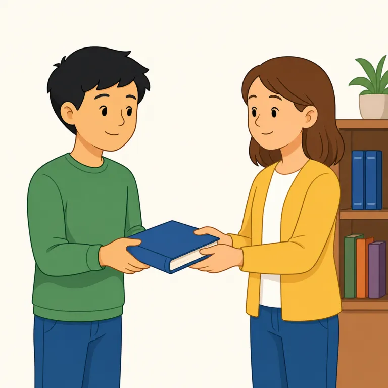 borrow（借りる・動詞）の覚え方イラスト — borrow は「外から自分の側へ一時的に持ってくる」とイメージすると覚えやすい語です