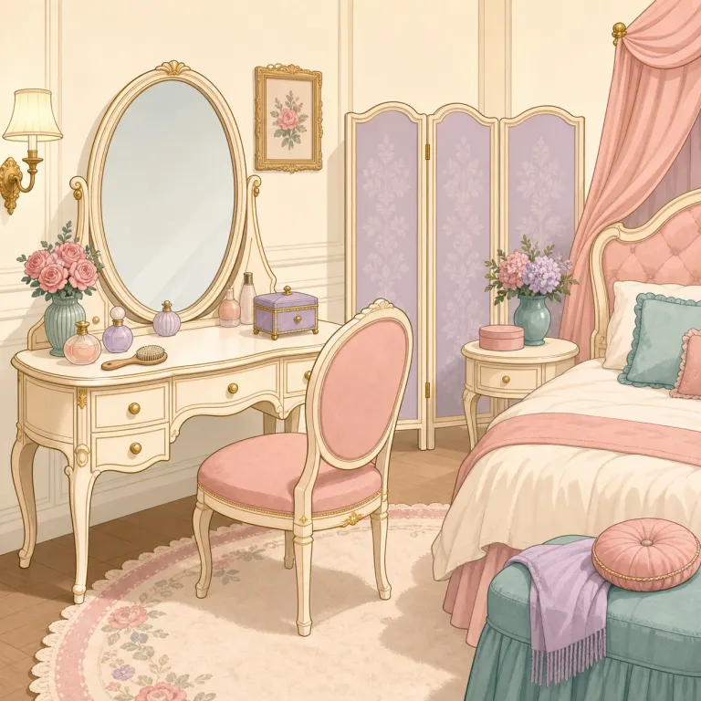 boudoir（女性の私室・名詞）の覚え方イラスト