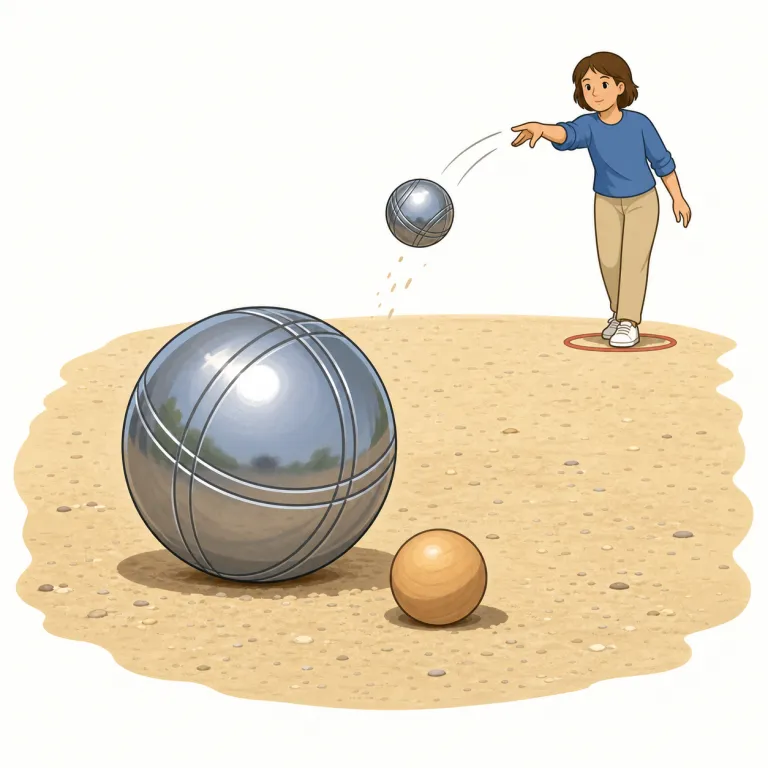 boule（ブール（フランスの球技）・名詞）の覚え方イラスト — まず『球を投げる遊び』として固定すると覚えやすいです