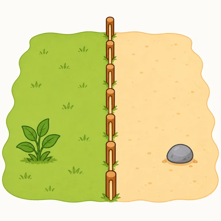 boundary（境界線・名詞）の覚え方イラスト — このエントリの boundary は「限界」ではなく、場所や領域を分ける「境界線」を指す意味として覚える
