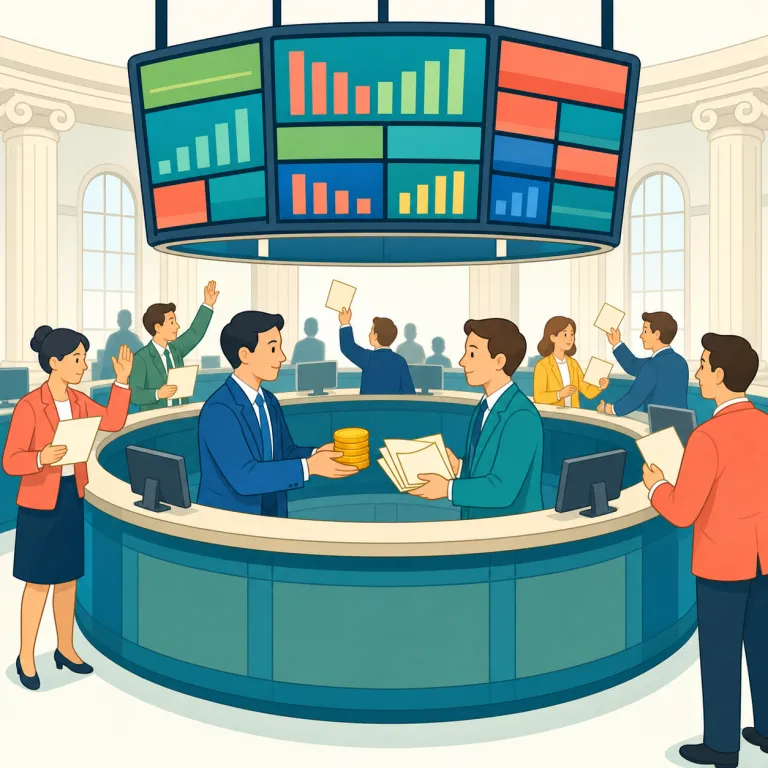 bourse（証券取引所・名詞）の覚え方イラスト — `stock exchange` のやや硬い・古風な言い方で、とくにヨーロッパ文脈で出る語として覚えると残りやすいです