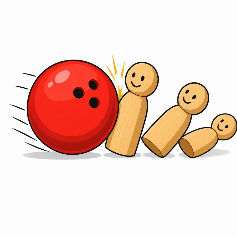 bowl over（なぎ倒す、突き倒す・phrasal_verb）の覚え方イラスト