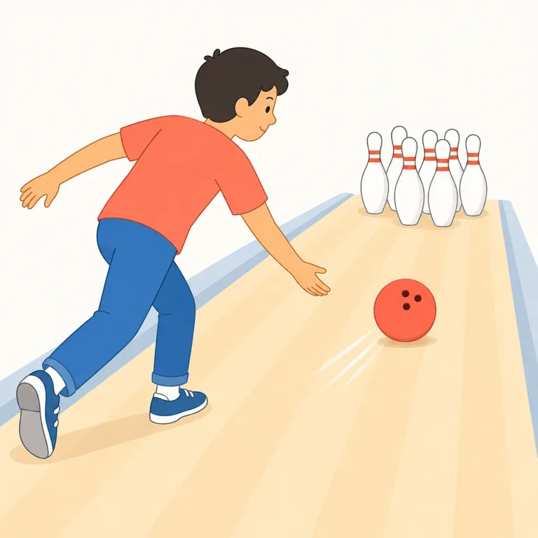 bowl（ボウリングをする・verb）の覚え方イラスト