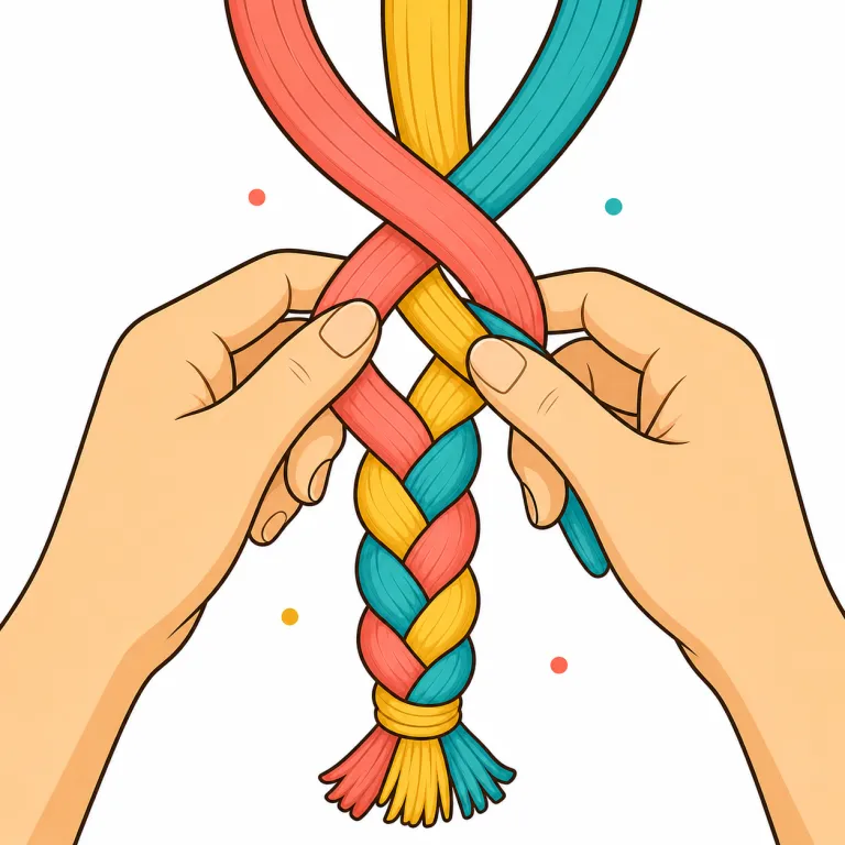 braid（編む・verb）の覚え方イラスト