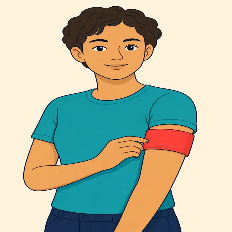 brassard（腕章・名詞）の覚え方イラスト — brassard の bra は「腕」を表す bracelet の bra と結びつけて覚えられます