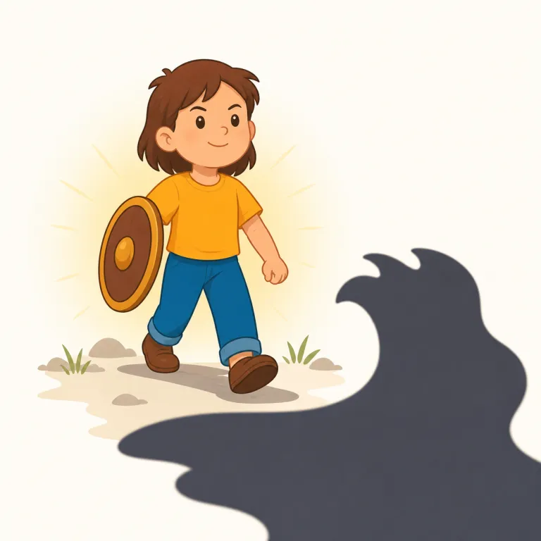 bravely（勇敢に・副詞）の覚え方イラスト — bravely は brave＋-ly で、「勇敢なやり方で」と考えると覚えやすい副詞です