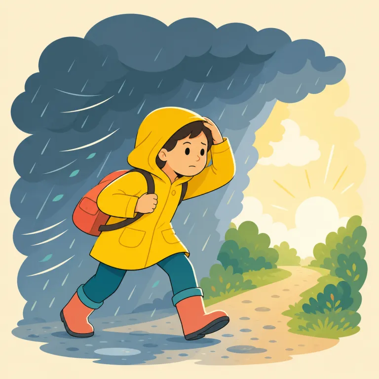 braving（勇敢に立ち向かって・動詞）の覚え方イラスト — brave を「勇敢な」という形容詞で覚えているなら、braving はそのまま「勇敢にその状況を受けて進む」と動きにした形