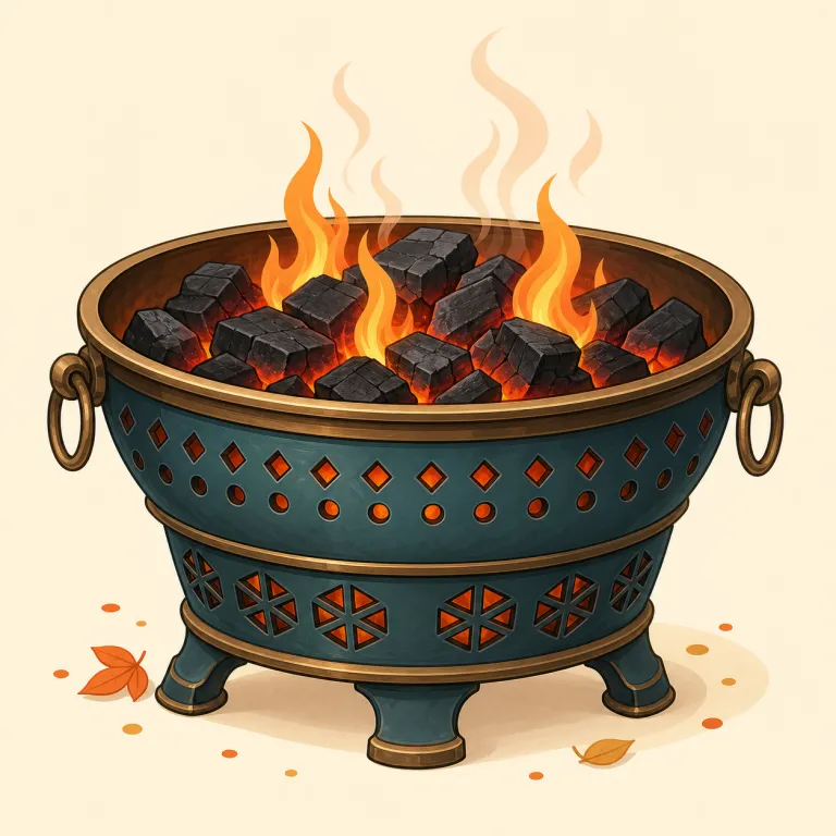 brazier（火皿・名詞）の覚え方イラスト — brazier は blaze「炎、燃え上がる火」と結びつけると覚えやすい語です