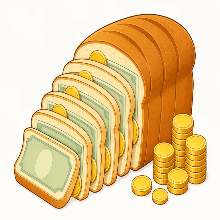 bread（金・noun）の覚え方イラスト
