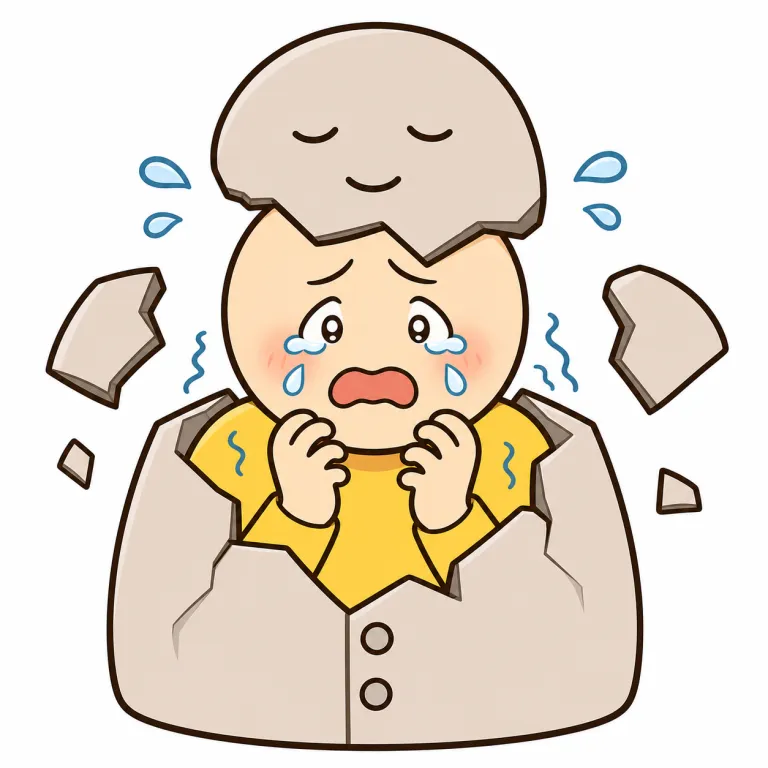 break down（取り乱す・phrasal_verb）の覚え方イラスト