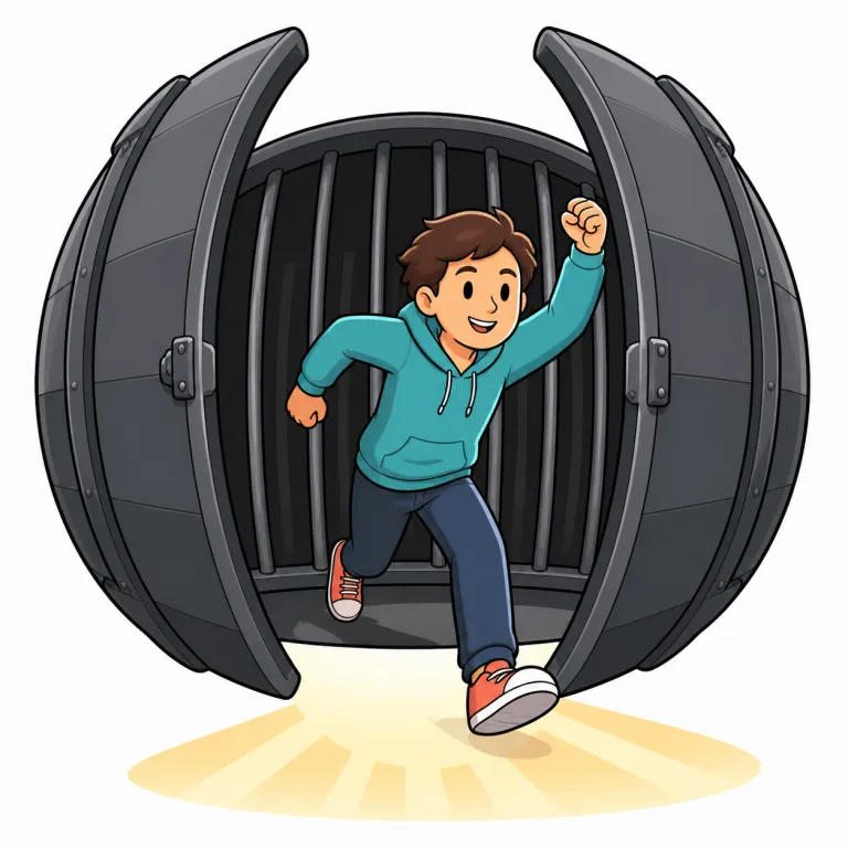 break out（脱出する・phrasal_verb）の覚え方イラスト