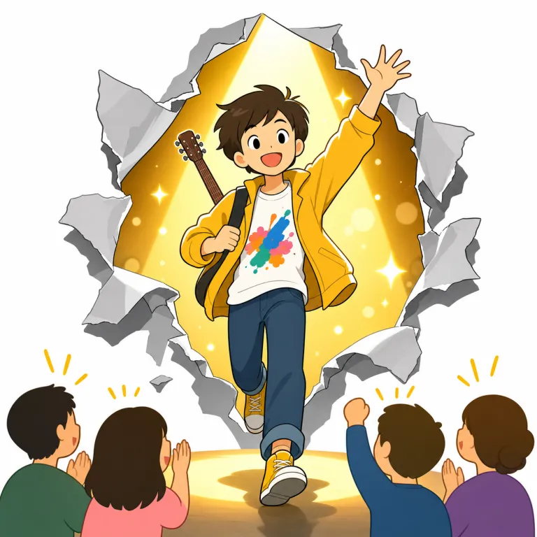 break through（成功する、世に出る・phrasal_verb）の覚え方イラスト
