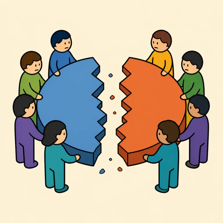 breakup（解散、分裂・noun）の覚え方イラスト