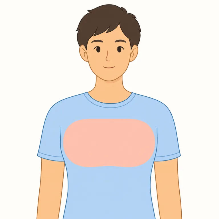 breast（乳房・名詞）の覚え方イラスト — まず chest との違いで覚えると定着しやすいです