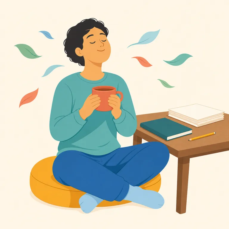 breather（息抜き・名詞）の覚え方イラスト — breathe を知っていれば、「息をするための時間」→「一息つく休憩」とつなげると覚えやすいです