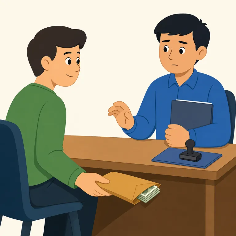 bribe（買収する・verb）の覚え方イラスト