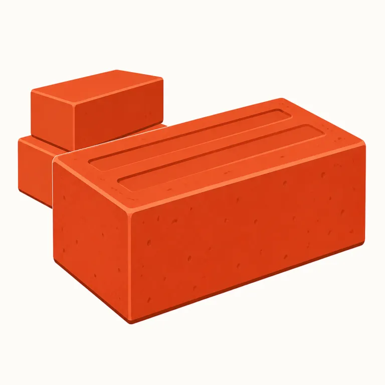 brick（レンガ・名詞）の覚え方イラスト — brick は「建物を形作る基本パーツ」として覚えると強いです