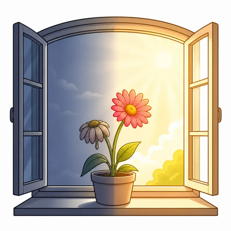 brighten（明るくなる・verb）の覚え方イラスト