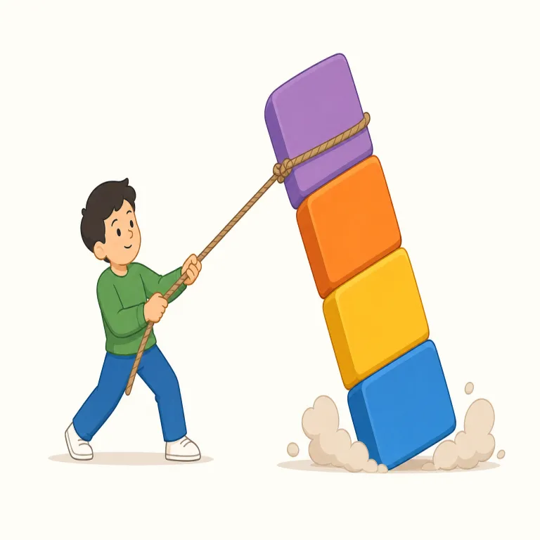 bring down（下げる、減らす・句動詞）の覚え方イラスト — bring と down をそのまま組み合わせて「上にあるものを下へ持ってくる」と押さえると覚えやすい